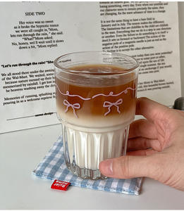 Mug à café en verre rose isolé avec nœud, motif dessin animé, grande capacité 260ml/380ml, compatible lave-vaisselle, pour la maison et le bureau - Offre Spéciale - Product Image 2