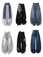 Celana Jeans Wanita High Waisted Model Baru, Longgar, Nyaman, Lurus, Ramah Lingkungan, Bernapas, 12oz, Cetak Sesuai Pesanan