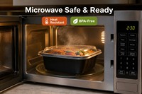 6828 Contenant alimentaire jetable américain à 2 compartiments en PP, compatible micro-ondes, anti-fuite, boîte à lunch à emporter avec couvercle transparent