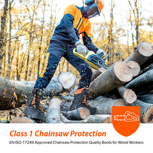 EN ISO 17249 Mens Class 1 Chainsaw הגנת פלדה הבוהן לחתוך עמיד להחליק על לוגר בטיחות לעבוד מגפיים - Product Image 2