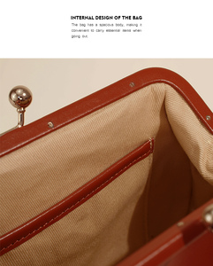Borsa Clutch di Lusso in Vera Pelle per Ragazze, Design Elegante, Borsetta di Alta Gamma per Donne con Chiusura a Clip, Portatile - Product Image 6