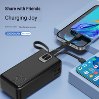 Batería Externa Portátil de Gran Capacidad con Correa para Colgar, Doble USB y Cable Integrado, 30000mAh, Personalizable para Regalos OEM, Superventas
