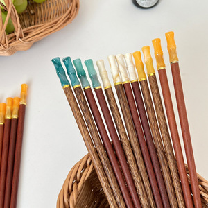Palillos de Bambú y Madera Yuanjin de 25 cm con Punta de Resina Imitación Jade, Madera Sólida, Regalo, Madera de Ala de Pollo, Forma Redonda - Product Image 3