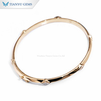 Bracelet en diamant moissanite rond taille D VVS personnalisé Tianyu pour femmes, or massif 10K 14K 18K, bracelet élégant