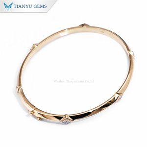 Tianyu Customized D VVS Round Cut Moissanite Diamond Bracelet Women 10K 14K 18K <strong>Solid</strong> <strong>Gold</strong> Charming Bracelet <strong>Bangles</strong> - Product Image 3