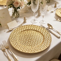 Robuste Glitzernde Goldene Gewebte Kunststoff-Platzteller für Hochzeiten Silvester Disco-Partys Tischdekoration