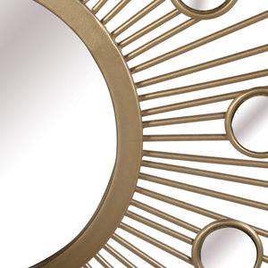 Espejo Redondo de Pared con Marco Metálico en Forma de Sol, Diseño Rústico Antiguo, Acabado Dorado Resistente - Product Image 6