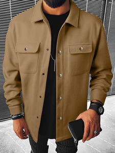 Veste pour homme en gros, prix de gros, automne-hiver, vente chaude, décontractée, couleur unie, col rabattu - Product Image 1