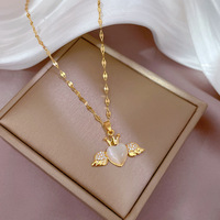 DAIHE bijoux de mode 2024 coeur en acier inoxydable collier plaqué or 18 carats opale ailes d'ange pendentif