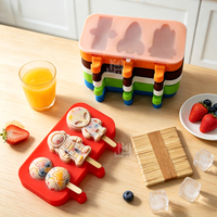 Moule à glaces en silicone écologique avec couvercle en forme de fusée, 50 bâtonnets en bois, sans BPA, outils pour glaces maison et moule à bâtonnets glacés