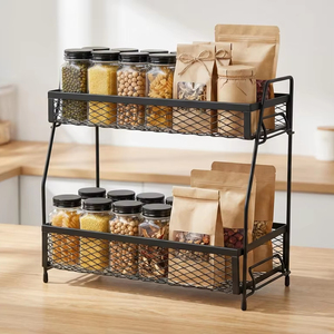 Étagère à épices en métal à 2 niveaux pour comptoir, supports de rangement pour placard sous l'évier, organisation domestique - Product Image 1