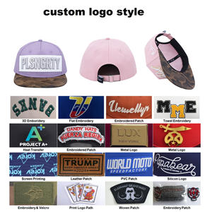 قبعة سناب باك من DAZU بتصميم هيب هوب مخصص مع تطريز ثلاثي الأبعاد وحروف بارزة وحافة بنمط التمويه الوردي وتطريز بلونين - Product Image 5