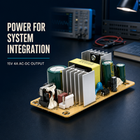 Alimentation à découpage isolée ultra-mince personnalisée 15V 4A 60W pour amplificateur audio, éclairage LED, terminal de point de vente CE