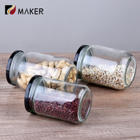 240ml 350 450ml Conteneur de cornichons de stockage des aliments Récipient rond en verre à haute teneur en borosilicate Miel Fruits secs Confiture de noix Pot de beurre d'arachide