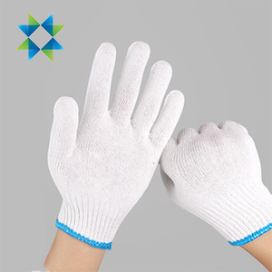 Guantes de trabajo de seguridad para las manos de algodón de punto blanco blanqueado resistente lavable de protección industrial SKPURE - Product Image 3