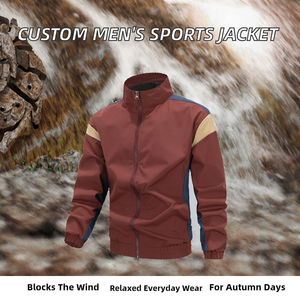 Chaqueta Bomber Personalizable para Hombre de Otoño |   Chaqueta de Forro Polar con Cuello Alto, Cierre de Cremallera, Resistente al Viento, Color Sólido, Personalizable OEM - Product Image 2