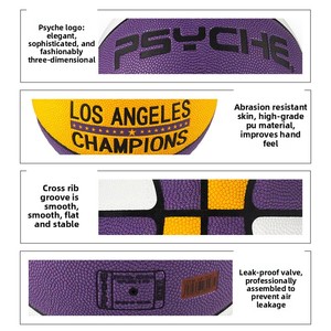 PSYCHE Ballon de basketball taille 7, en PU respirant, sensation premium, modèle Black <span class=keywords><strong>Mamba</strong></span> 7022 pour adultes, idéal pour les matchs - Product Image 3