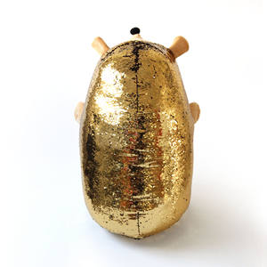 Coussin en tissu à paillettes dorées à pression, motif hérisson, réversible, en peluche, jouet animal - Product Image 2