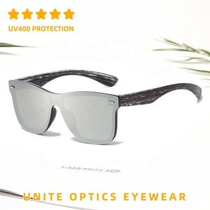 Nuevas llegadas Hombres Mujeres Moda Tendencia Fiesta de bodas Bajo MOQ Logotipo personalizado Espejo de una pieza PC Lente Gafas de sol con grano de madera - Product Image 5