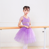 Robes de danse longues pour filles et enfants, de bonne qualité, à faible MOQ, brillantes, violettes, pour la danse classique, vente chaude 2024