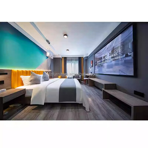 Custom Budget-friendly 3 Star Hotel Project Furniture Modern Bedroom Sets Wood <b>Bed</b> Frame With Nightstands Headboard & TV Units - Product Image 3