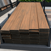 Planche de terrasse composite creuse WPC brun rougeâtre, revêtement de sol extérieur en bois-plastique, imperméable