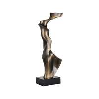 Sculpture abstraite en résine bronze antique, figurine sculptée à la main, base en marbre noir, décoration de table moderne de luxe pour la maison