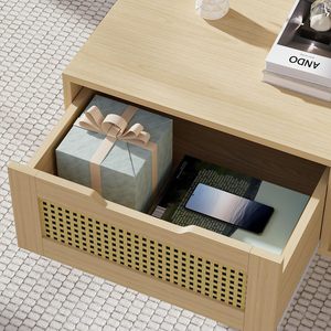 Cross-border TV cabinet, <b>small</b> apartment minimalist living room rattan <b>sliding</b> door audio-visual cabinet, new Chinese style - Product Image 4