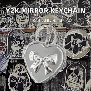 Mini Xách Tay Dual-Hai Mặt Vanity Gương Y2K Bow Tim Thiết Kế Nhỏ Keychain Gấp Trang Điểm Gương Cho Phụ Nữ Và Cô Gái - Product Image 3