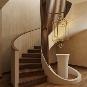 <span class=keywords><strong>Escalier</strong></span> en colimaçon luxueux avec garde-corps en verre sur mesure et marches en bois massif pour villa design - Product Image 3