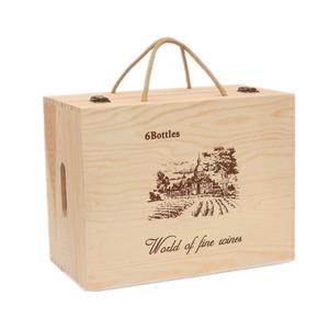 Boîte à vin en bois pouvant contenir 6 bouteilles de vin rouge, en stock, boîtes cadeaux personnalisables - Product Image 2