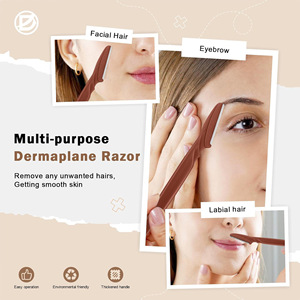 Rasoir droit en gros, emballage personnalisé, 12 pièces, rasoirs faciaux, grattoir à sourcils multifonctionnel, <span class=keywords><strong>coupe</strong></span>-griffes avec tête de <span class=keywords><strong>coupe</strong></span> en maille - Product Image 4