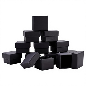 24Pcs Set Black Square Paper Jewelry Boxes, Rigid Lid-Base Cardboard Boxes, Box for Ring <b>Earring</b> Pendant Jewelry Gift <b>Packing</b> - Product Image 1
