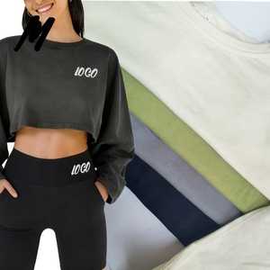 Sweat-<span class=keywords><strong>shirt</strong></span> personnalisé à capuche, pull-over streetwear, broderie logo, col rond, sweat-<span class=keywords><strong>shirt</strong></span> court pour le yoga, la gym, l'entraînement, pour femmes - Product Image 4