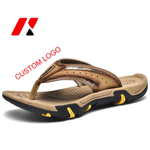 Sandales à Enfiler Sport Homme Antidérapantes Funky OEM Harvestland en <span class=keywords><strong>Cuir</strong></span>, Épaisses avec Support Voûte Plantaire, Éco-Marron, <span class=keywords><strong>Tongs</strong></span> EVA - Product Image 1