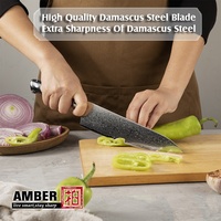 Vendeur chaud Amber Black Stone Handle couteau de chef professionnel de 8 pouces couteau de chef japonais vg 10 couteau de chef