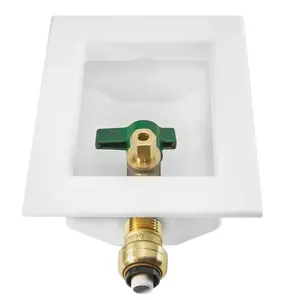 OEM Lead Free Ice Maker Machine Outlet Box with Plastic Water Hammer Arrester Half inch Push Fit x A Quarter inch OD Comp