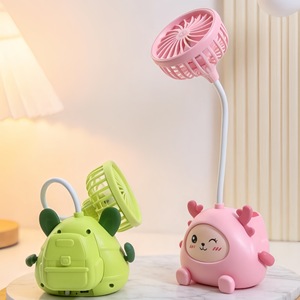 Porte-stylo de bureau mignon en forme de dessin animé avec ventilateur à col flexible rechargeable pour enfants, idéal comme cadeau - Product Image 1