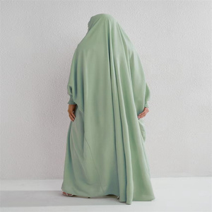 Robe de prière islamique en fibres durables délicates personnalisées Jilbab Abaya Jilbab en satin à manches froissées Jilbaab français pour femmes 1 pièce - Product Image 4