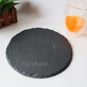 Plato de pizarra negra con borde Natural, bandeja para servir comida, queso, aperitivos, postres y pizarra - Product Image 5