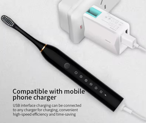 Brosse à dents électrique sonique à 6 vitesses avec poils doux, étanche IPX6, nettoyage puissant, blanchiment des dents, charge intelligente - Product Image 3