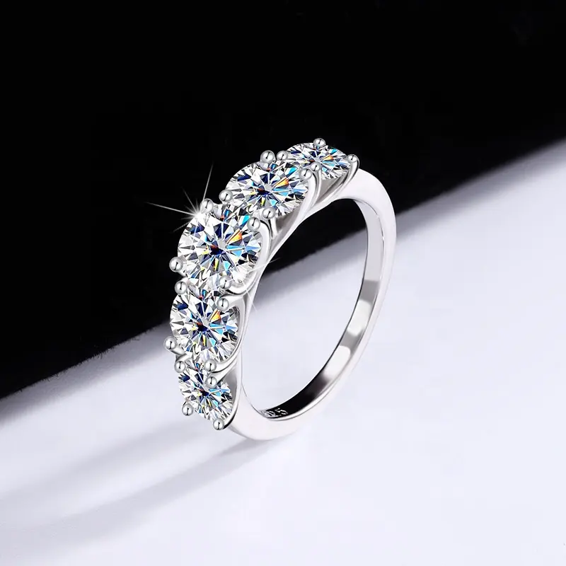 3.6ct Alle Moissanite Ringen Voor Vrouwen 5 Stenen Sprankelende Diamant S925 Sterling Zilveren Bruiloft Sieraden Cadeau
