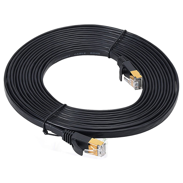 CAT-7 Ultra Flat Ethernet RJ45 Patch Cable Gold Plated for Modem Router LAN Network Various Lengths 1m 1.8m 3m 5m 10m 15m