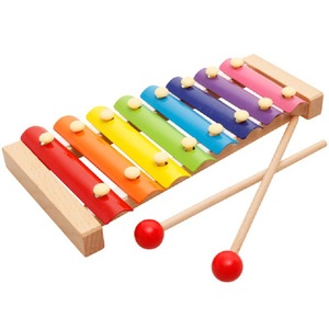 Xylophone en bois coloré en gros pour enfants, instrument de musique Orff avec touches arc-en-ciel et maillet - Product Image 3