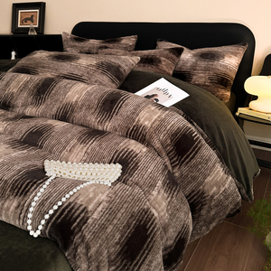 Sang Trọng Báo In Lông Cừu Chồn 4-Mảnh Bộ Đồ Giường Thiết Lập Siêu Mềm & Dày Nữ Hoàng Kích Thước Mùa Đông Ấm Áp Sang Trọng Comforter Bìa Bộ - Product Image 2