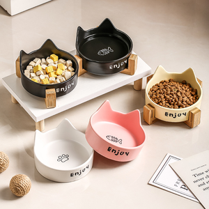 Ensemble de bols pour chat en céramique moderne personnalisé avec support durable et arrondi pour animaux de compagnie Nourriture et eau en boîte Vente en gros - Product Image 3