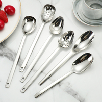 Ensemble de cuillères en acier inoxydable 18/8 de qualité alimentaire - Cuillères de service solides et ajourées pour la cuisine/la restauration en gros