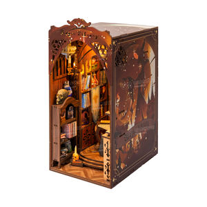 Kit miniature de maison de poupée en bois Wincent avec capteur de mouvement, impression UV, design de mini-librairie, puzzle 3D pour adultes - Product Image 1