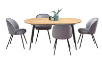 Fauteuil moderne élégant en velours gris foncé Table à manger rembourrée à panneaux en MDF pour meubles de maison ou de salle à manger