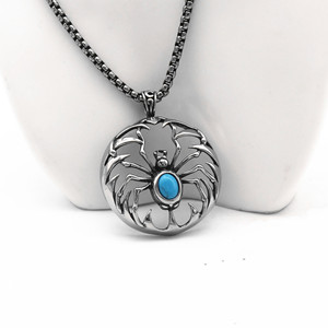 Yunnique – collier avec pendentif araignée en acier inoxydable, incrustation de turquoise, bijoux de mode de style punk - Product Image 3